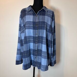 EST 1946 22/24w denim plaid button down NWOT